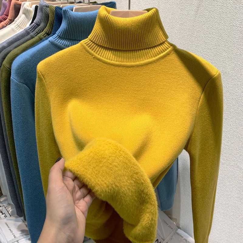 Damen Rollkragenpullover mit Fleecefutter