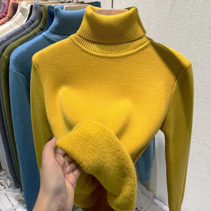 Damen Rollkragenpullover mit Fleecefutter