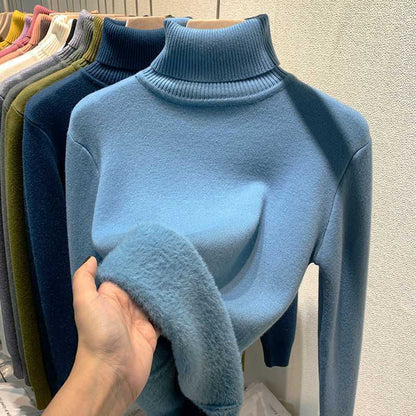 Damen Rollkragenpullover mit Fleecefutter