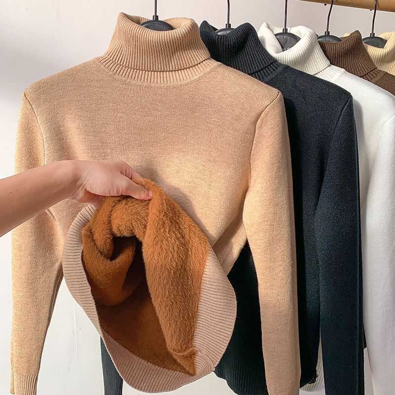 Damen Rollkragenpullover mit Fleecefutter
