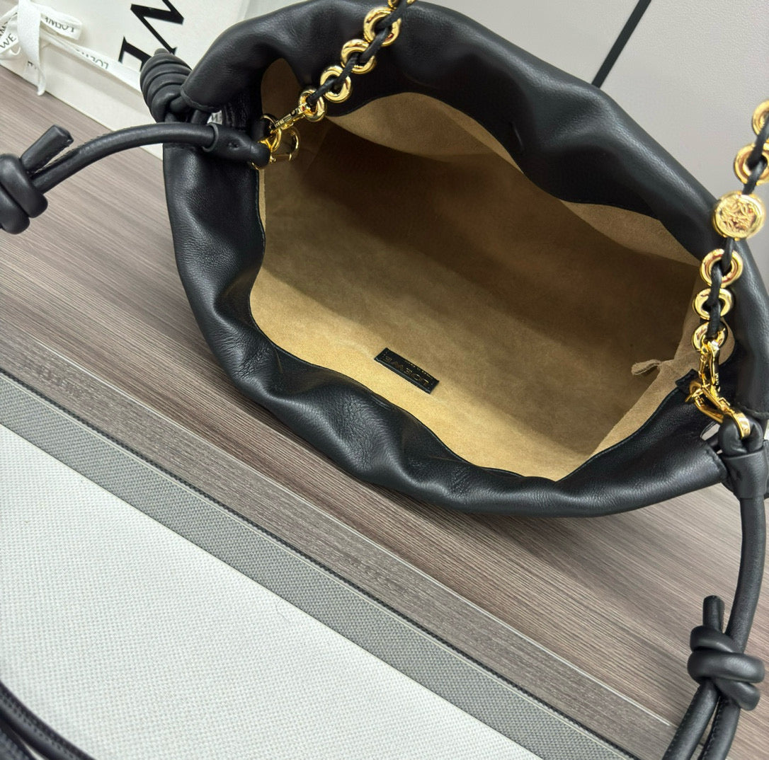 Loew Medium Flamenco Bag 30cm Black Lambskin