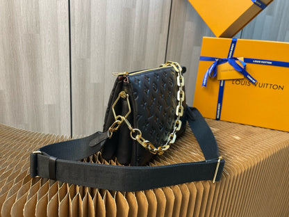 LV Coussin PM 26cm Black Monogram Empreinte Calfskin