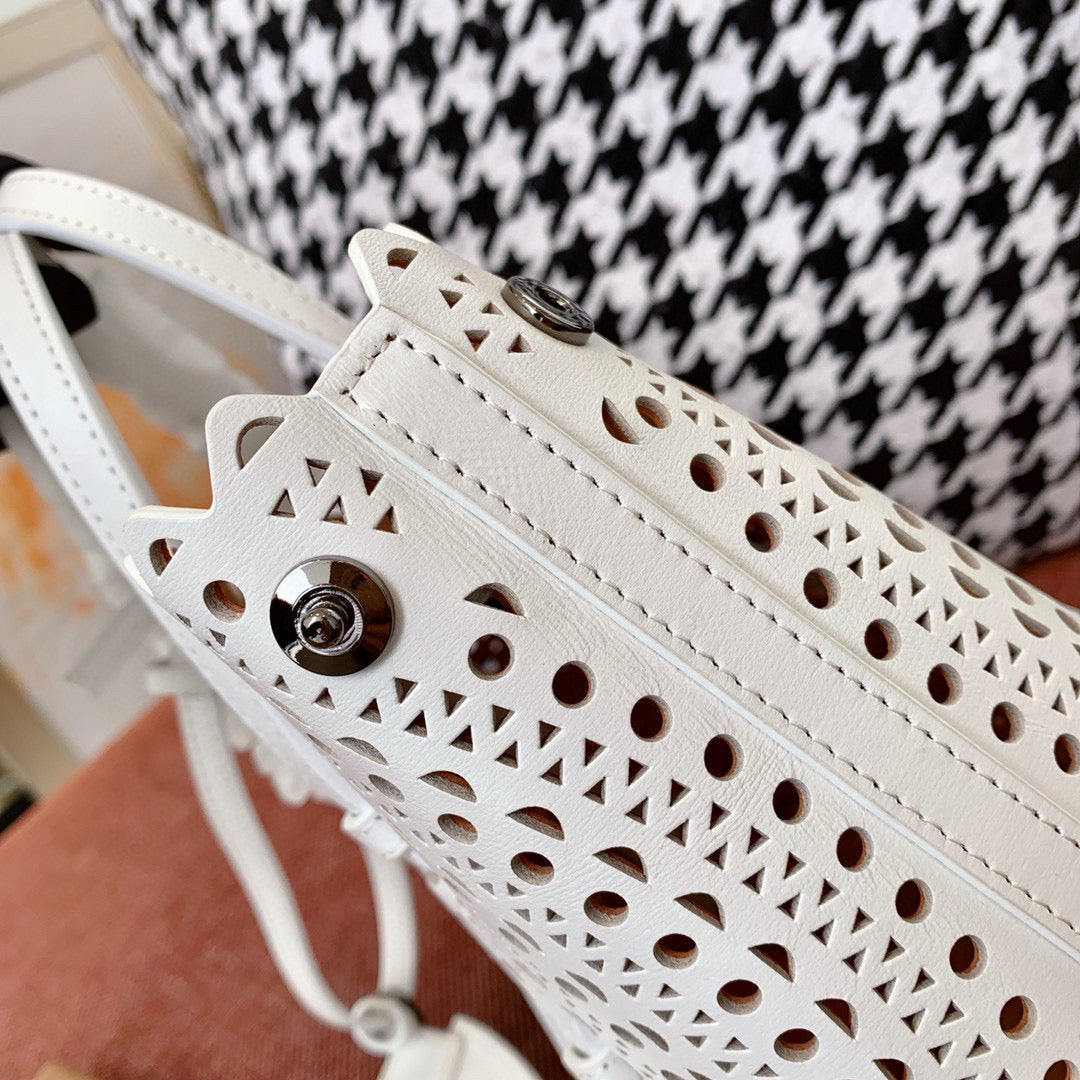Alaia Mina 16 Bag White Vienne Wave Calfskin