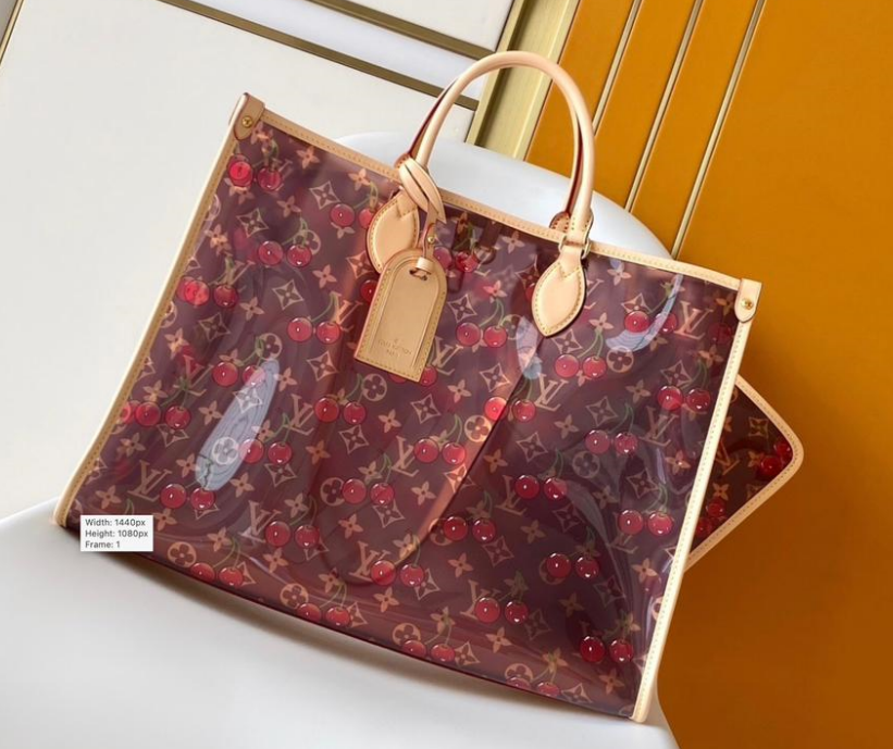 LV Monogram Cherry Pattern Bag Transparent Cowhide