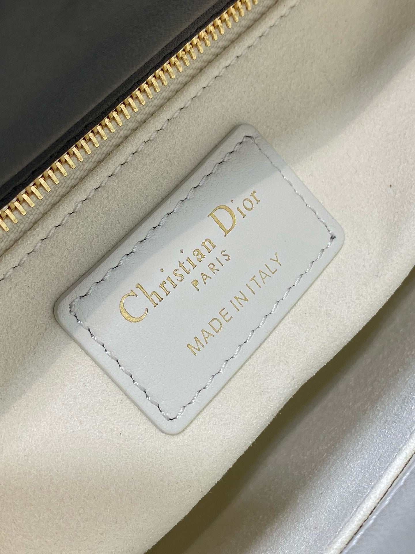 Lady Dior 20cm White Black  Gold Chain Lambskin