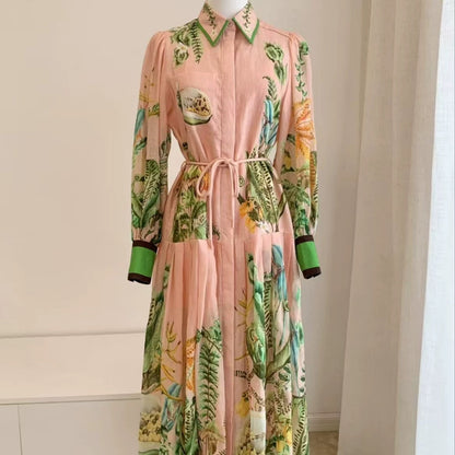 ALEMAIS Papaya Shirt Dress Pink Linen
