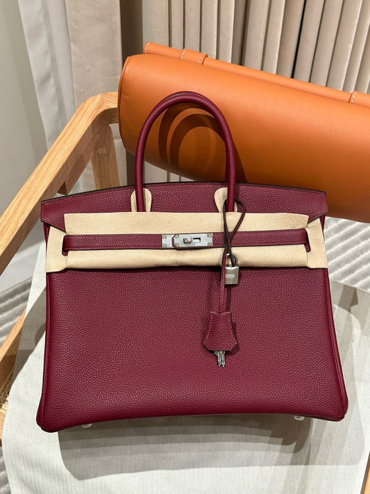 HM BIRKIN 30CM BURGUNDY TOGO LEATHER SILVER  HARDWARE