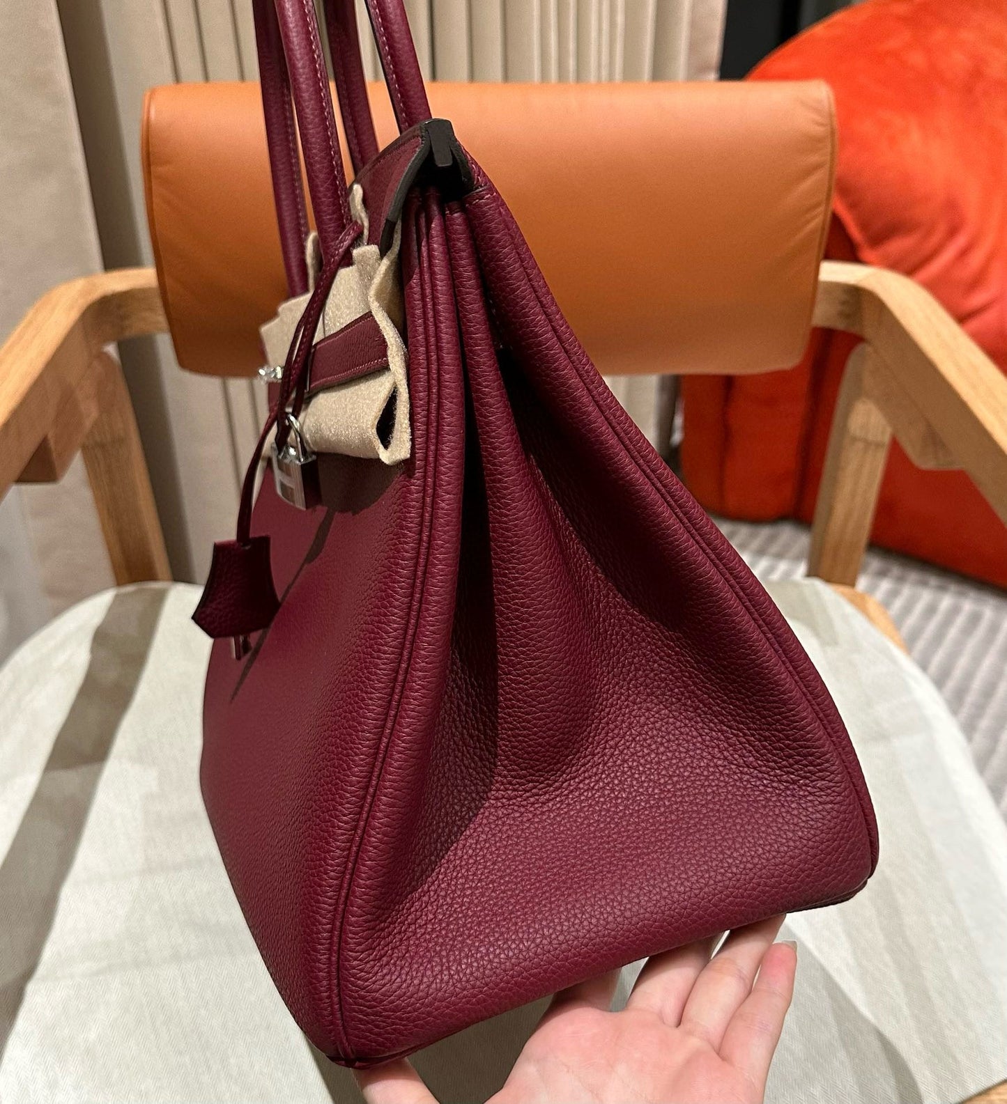 HM BIRKIN 30CM BURGUNDY TOGO LEATHER SILVER  HARDWARE
