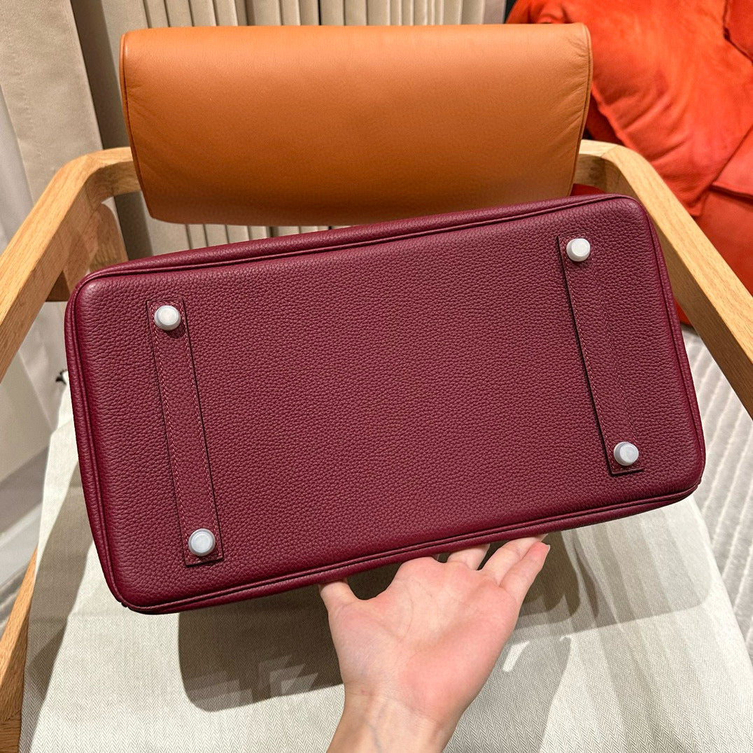 HM BIRKIN 30CM BURGUNDY TOGO LEATHER SILVER  HARDWARE