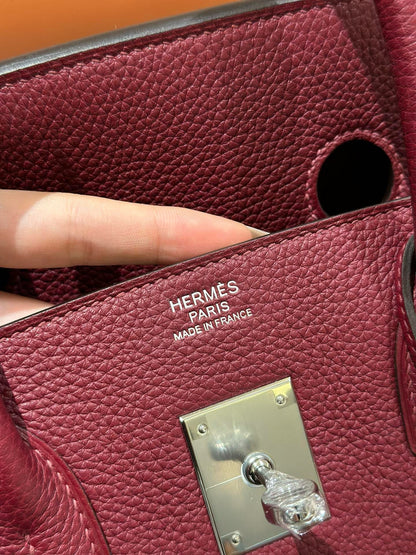 HM BIRKIN 30CM BURGUNDY TOGO LEATHER SILVER  HARDWARE