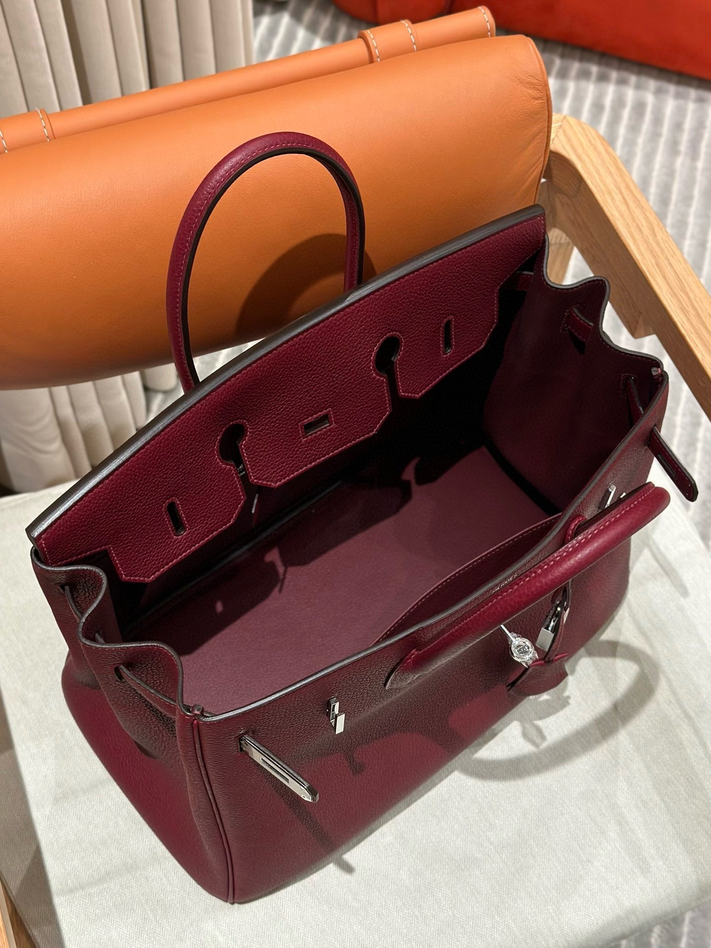 HM BIRKIN 30CM BURGUNDY TOGO LEATHER SILVER  HARDWARE