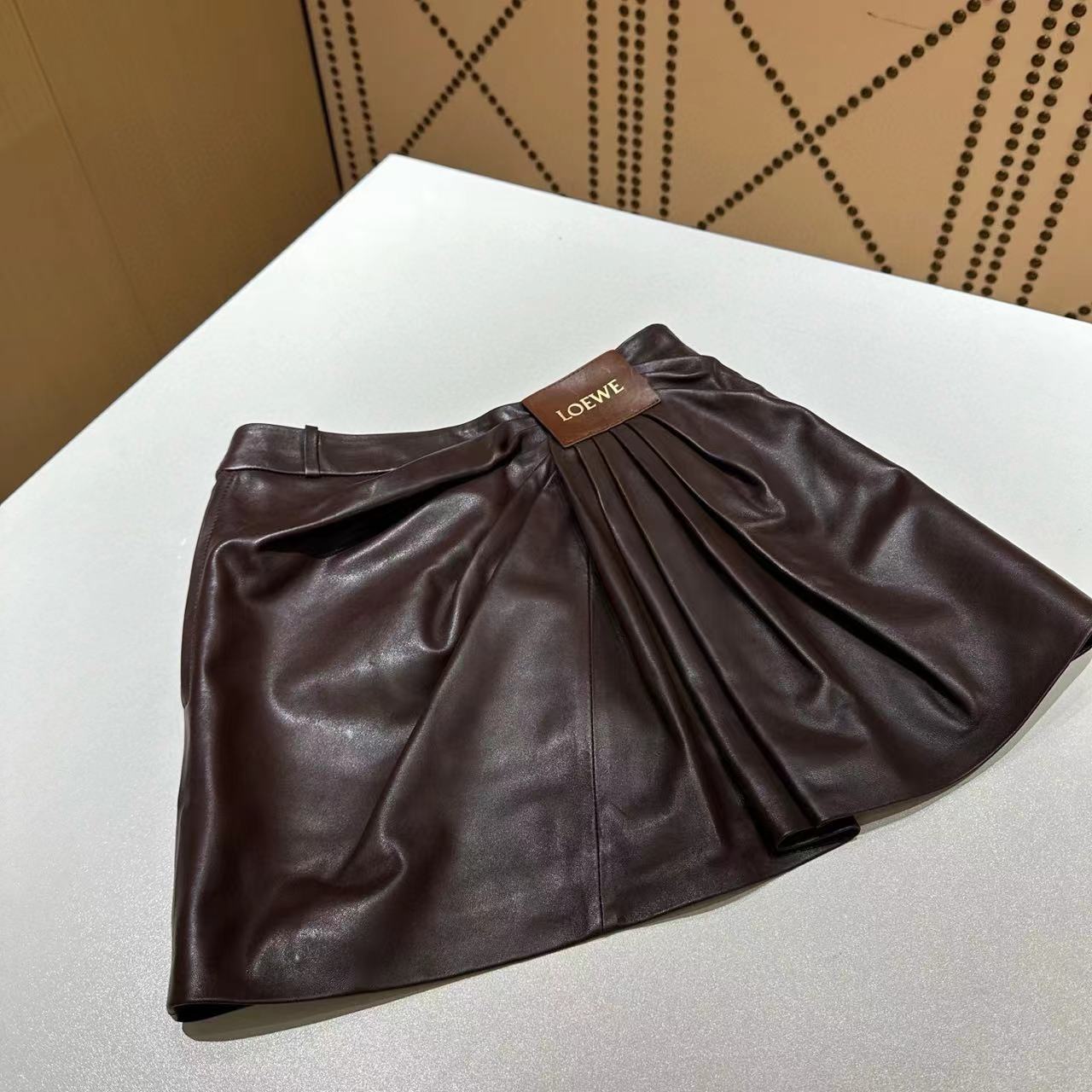 Loewe Draped Leather Skirt Lambskin