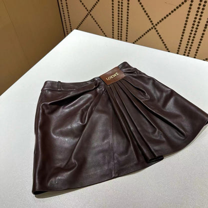 Loewe Draped Leather Skirt Lambskin