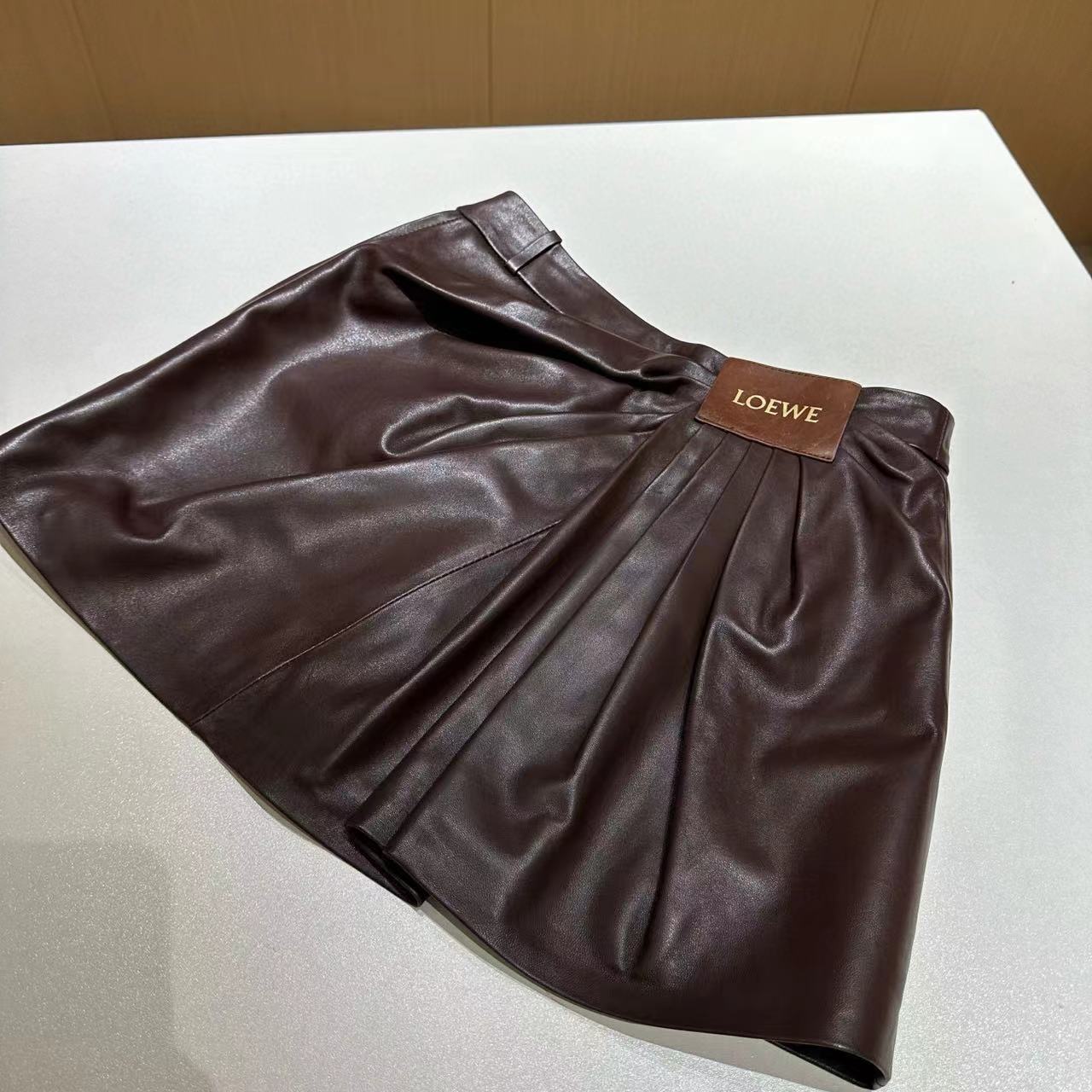 Loewe Draped Leather Skirt Lambskin