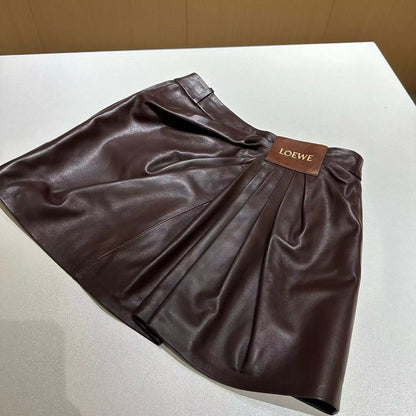 Loewe Draped Leather Skirt Lambskin