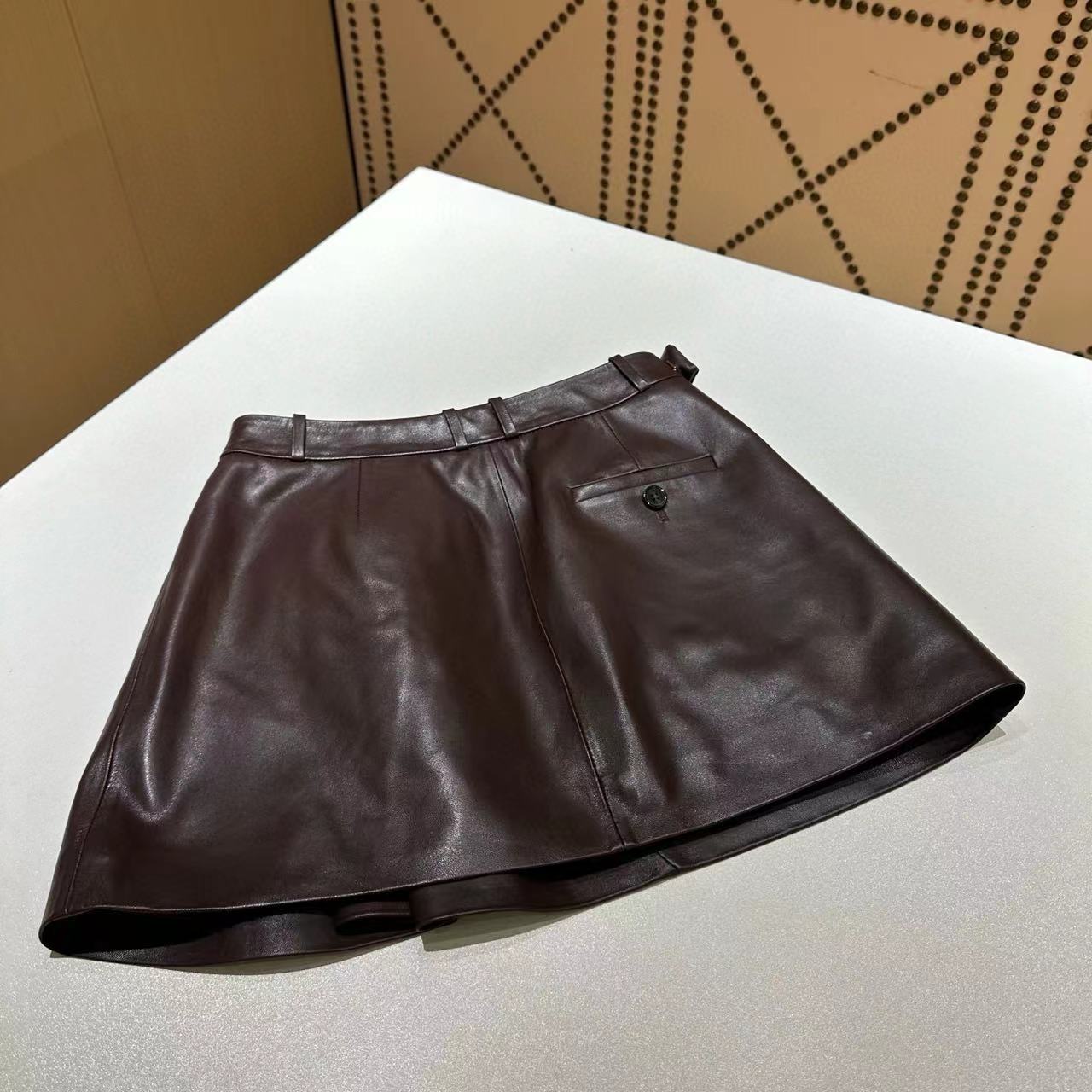 Loewe Draped Leather Skirt Lambskin