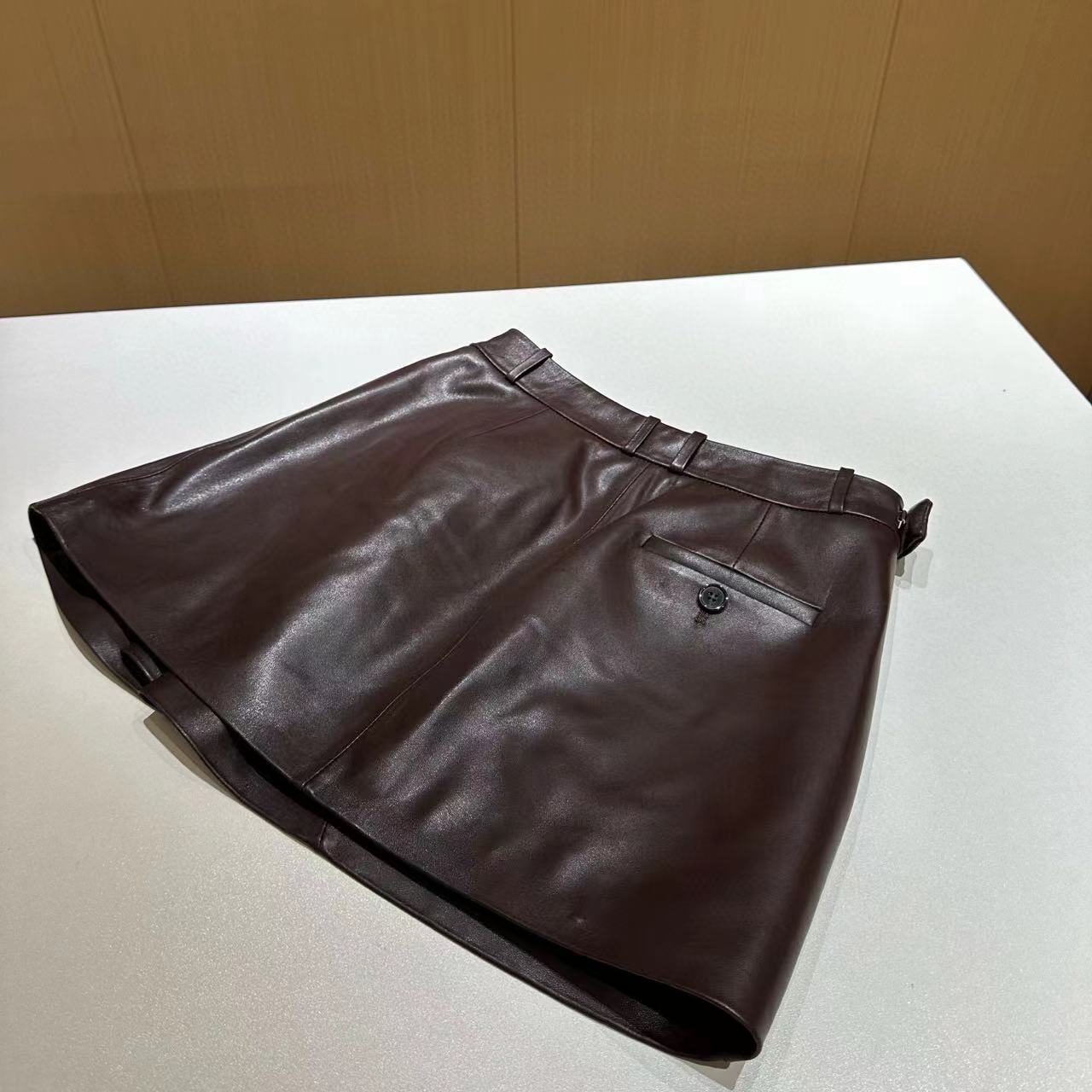 Loewe Draped Leather Skirt Lambskin