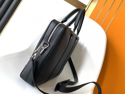 LV Porte-Documents Voyage PM Handbag Black Taiga leather
