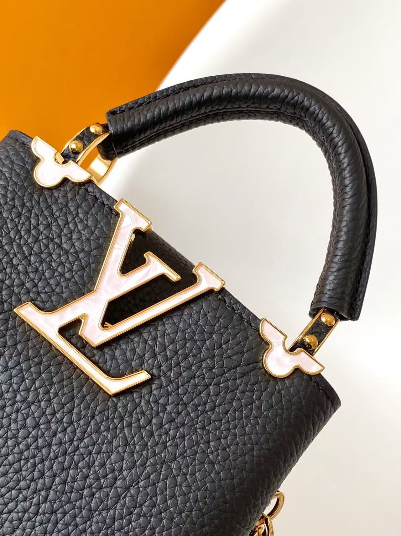 LV Capucines Bag 16cm Black Taurillon Cowhide Leather