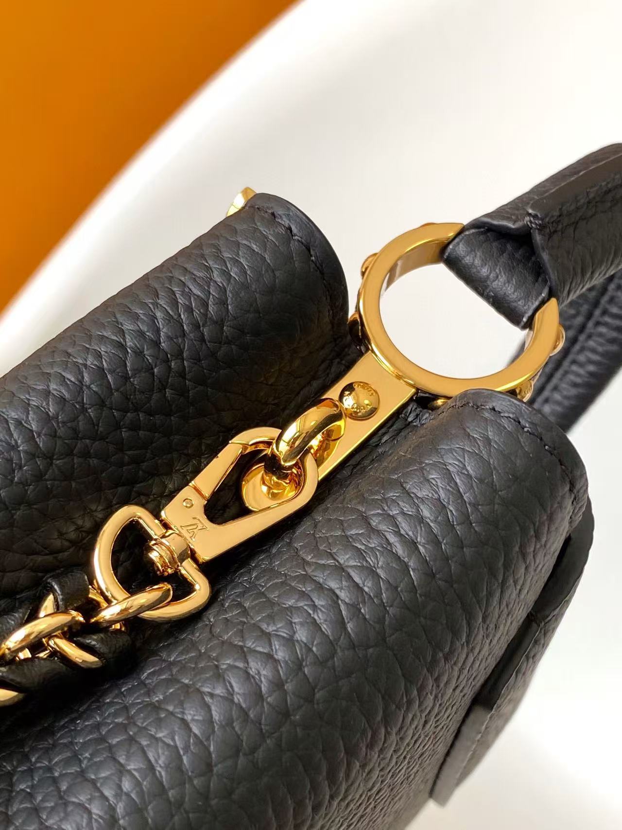 LV Capucines Bag 16cm Black Taurillon Cowhide Leather