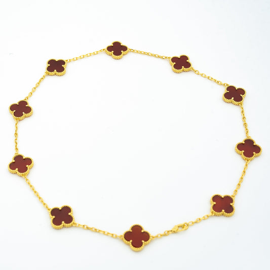 VINTAGE CARNELIAN NECKLACE 10 MOTIFS GOLD