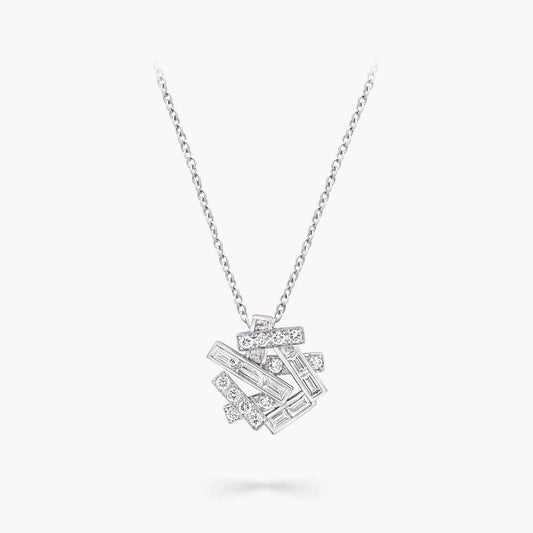 THREADS SILVER DIAMOND NECKLACE