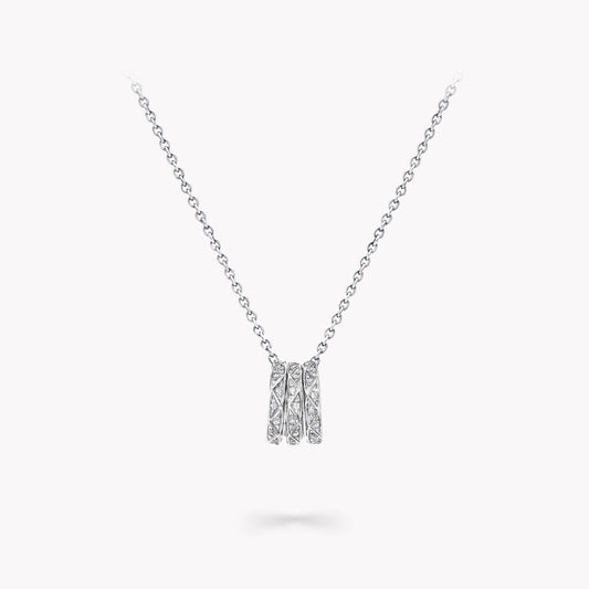 LAURENCE SIGNATURE TRIPLE PAVED SILVER DIAMOND NECKLACE