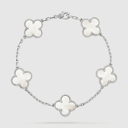 CLOVER SILVER MOP 5 MOTIF BRACELET