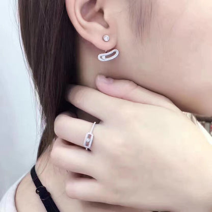 MOVE UNO SILVER DIAMOND EARRINGS