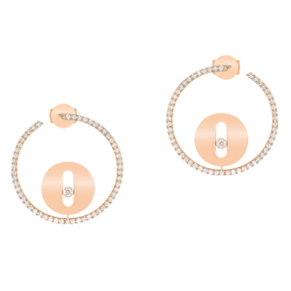 CREOLES LUCKY MOVE PM PINK GOLD DIAMOND EARRINGS