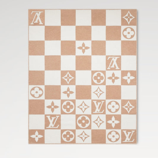 LV Checkmate Blanket Brown White
