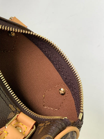 LV Nano Speedy Bag Brown mix Gold Canvas Leather