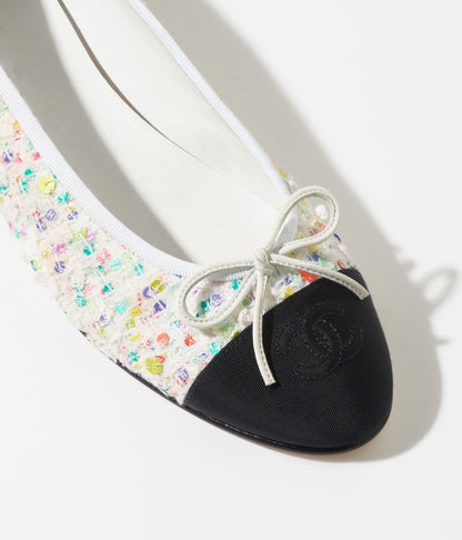 ballet flats ecru multicolor black tweed