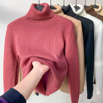Damen Rollkragenpullover mit Fleecefutter