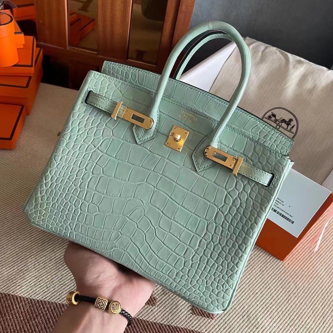 HM BIRKIN 25cm D'Eau Matte Alligator Leather Gold Hardware