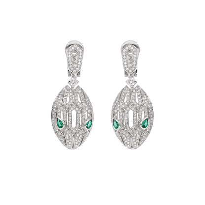 SERPENTI MALACHITE DIAMOND EARRINGS SILVER
