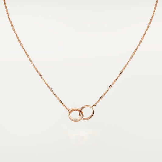 LOVE NECKLACE ROSE GOLD AND SILVER DIAMOND