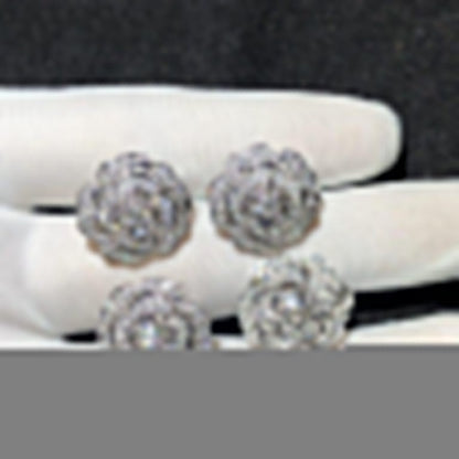 BOUTON DE EARRINGS SILVER DIAMOND