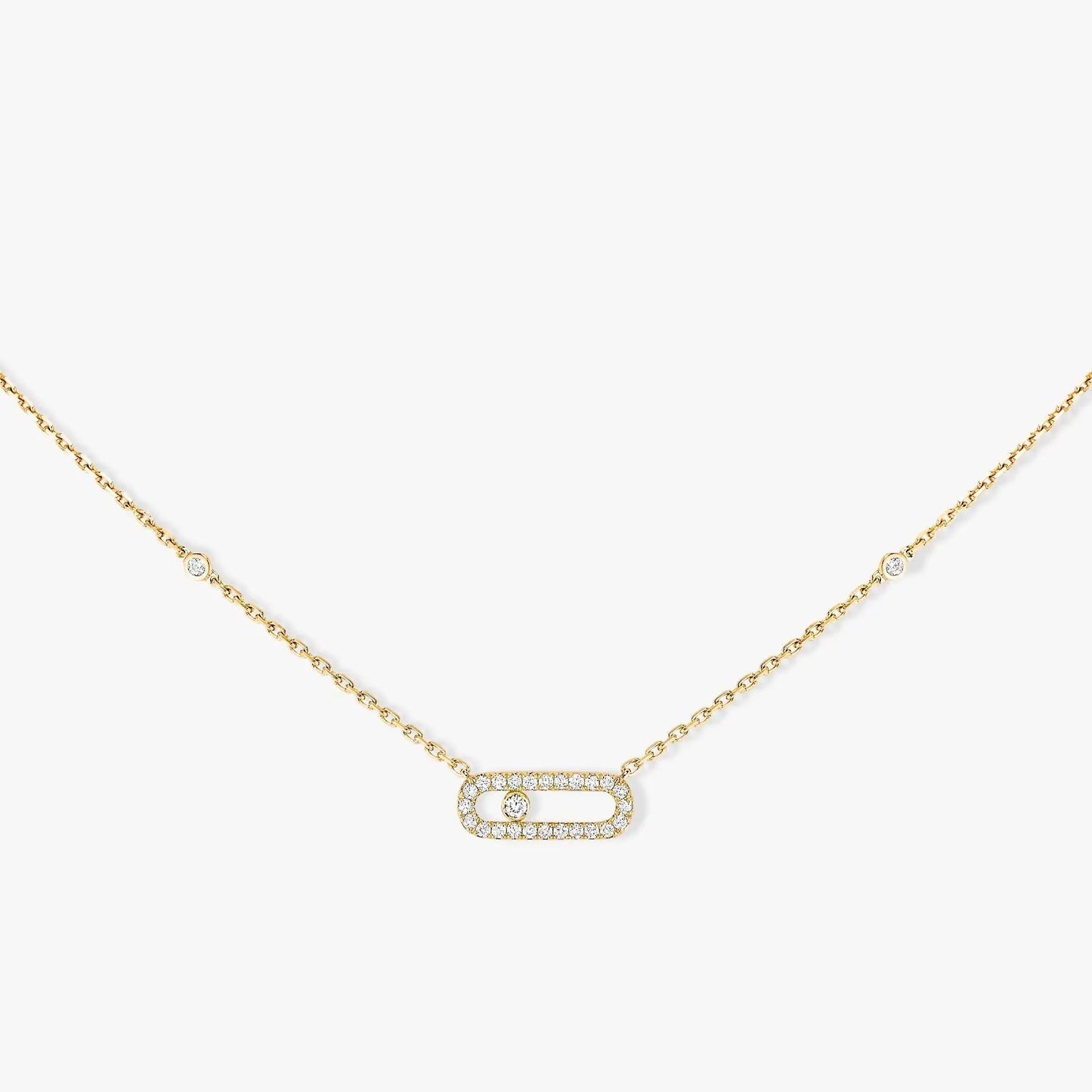 MOVE UNO PAVED SILVER DIAMOND NECKLACE