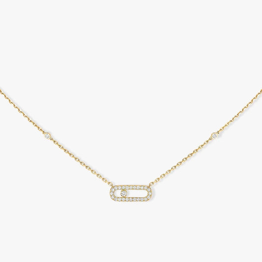 MOVE UNO PAVED SILVER DIAMOND NECKLACE