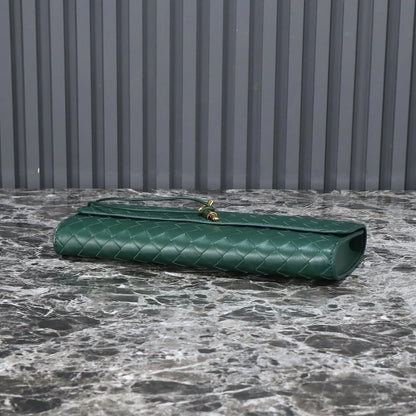 BV Long Clutch Andiamo With Handle 31cm Emerald Green Calfskin Ghw