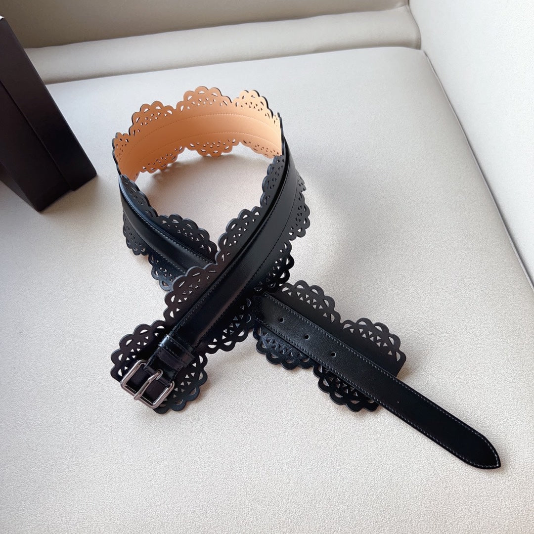 Alaia Belt Black Soft Cowhide