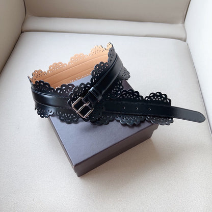 Alaia Belt Black Soft Cowhide