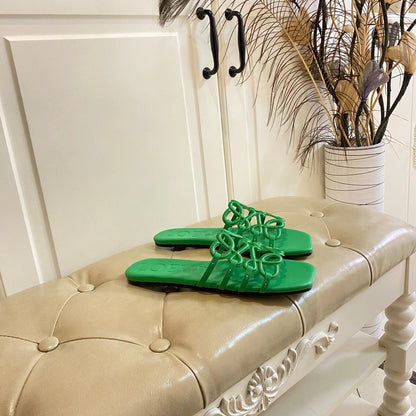 Loewe  Petal Anagram Leather Slides Multicolor