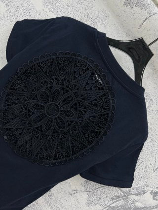 Loewe 25 Hollow Lace Short Sleeves t-shir Cotton