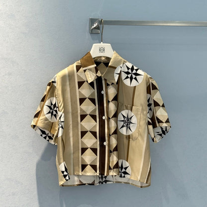 Loewe 25 Shirt Beige Brown Silk