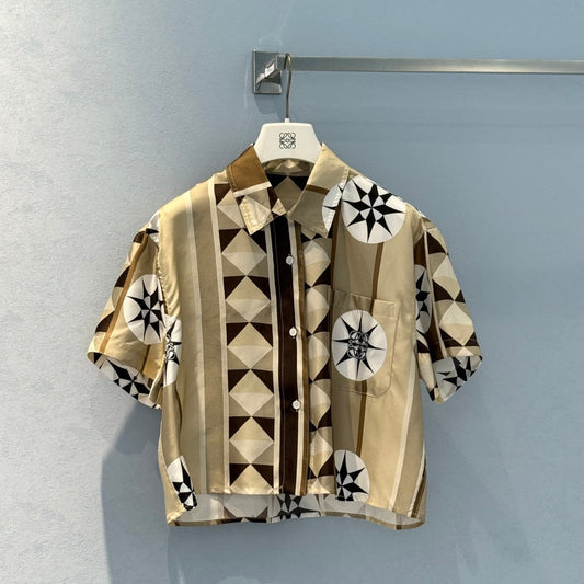 Loewe 25 Shirt Beige Brown Silk