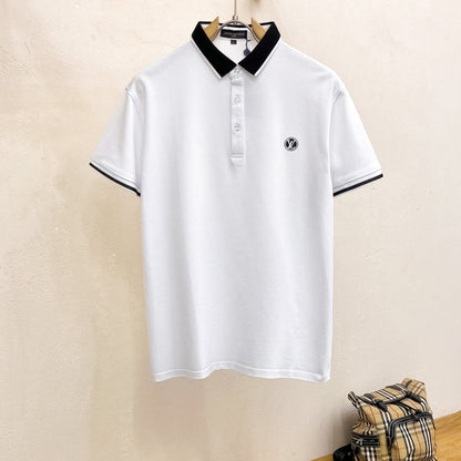 LV POLO WHITE AND BLACK TRIM LONG-STAPLE COTTON 238771