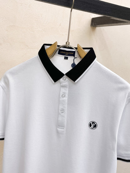LV POLO WHITE AND BLACK TRIM LONG-STAPLE COTTON 238771