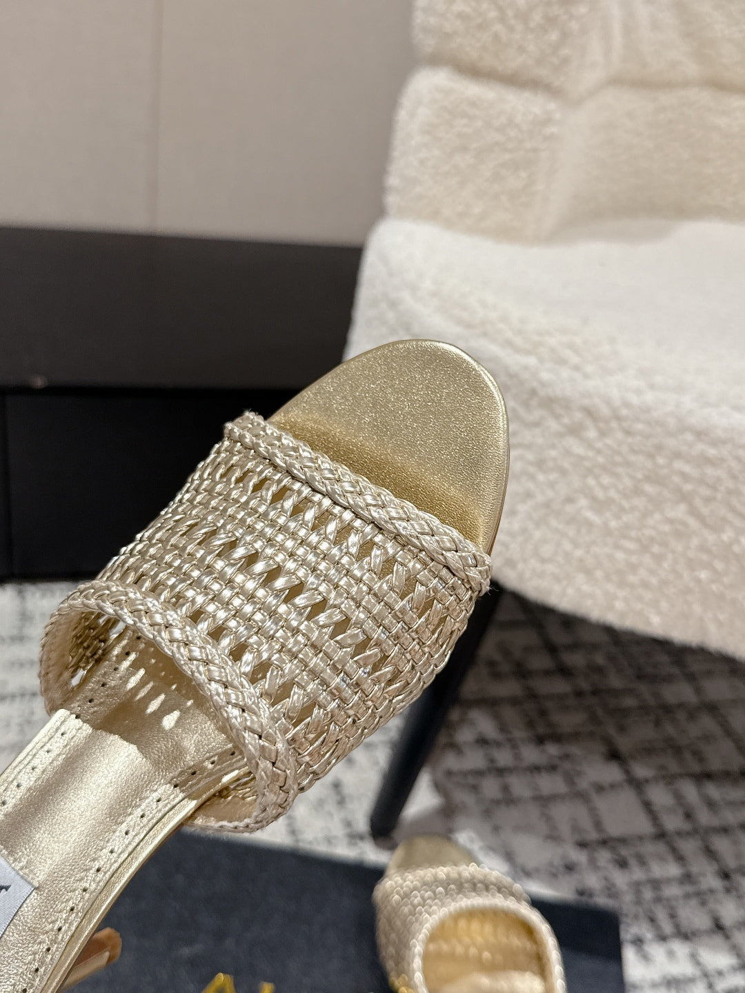 ALAIA  Muller high-heeled metallic gold woven leather